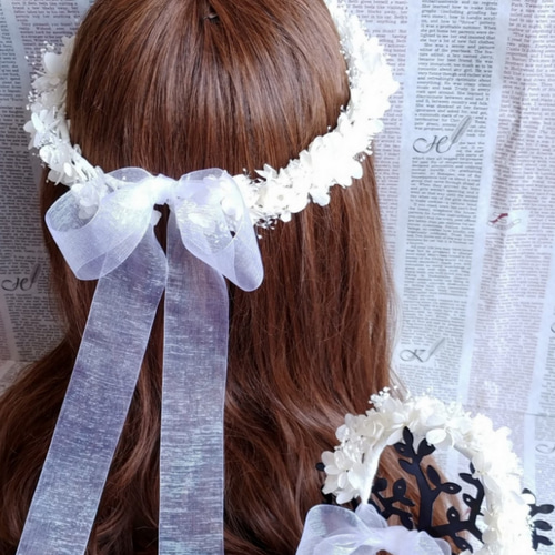 華奢な花冠&リストレット～霞みそうとアジサイ～＊アンティーク 