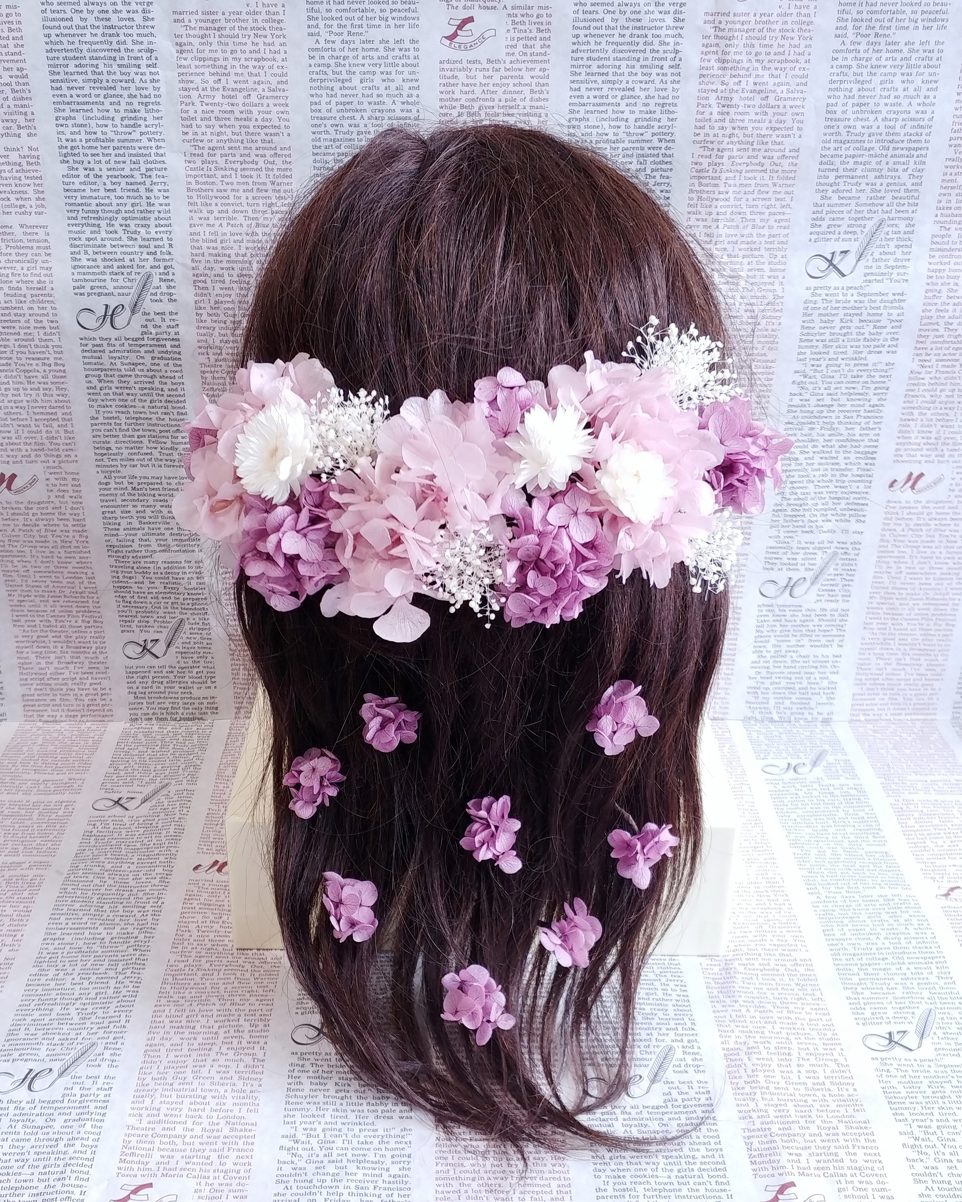 選べるカラー＊以前のものよりボリュームup！小花付ヘッドドレス＊プリザーブドフラワー