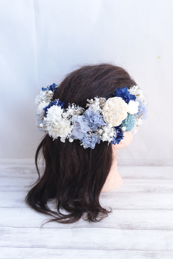 ラプンツェルのウェディングブーケ、ブートニア、ヘッドパーツ 3点  