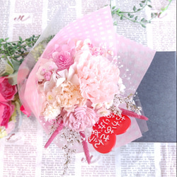 ピンクカーネーションのミニ花束＊プリザーブドフラワー＊母の日ラッピング 6枚目の画像