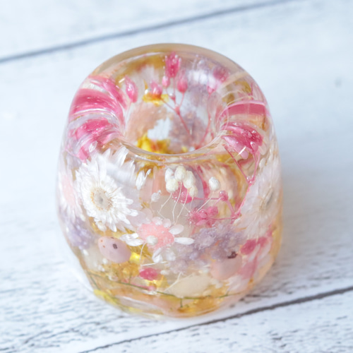 歯ブラシ&ペンスタンド～ボタニカルピンク～固まるハーバリウム＊無料  