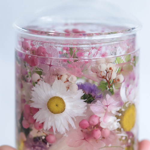 No.27 ピンク系小花＆カラフル系✨固まるハーバリウムリングケース2個