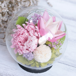 大切な方に贈る仏花～輪菊と蓮・ピンクパルフェ～＊プリザーブドフラワー 3枚目の画像