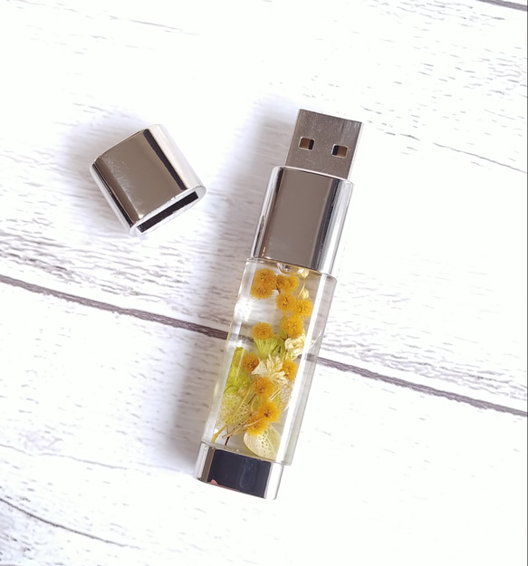 USBメモリ「小花を閉じ込めて」選べるカラーお得な2点セット＊固まるハーバリウム＊無料ラッピン付＊ペア 9枚目の画像
