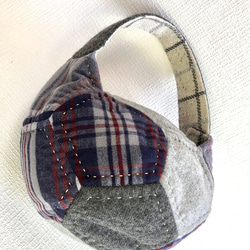 ウール素材と起毛コットンのパッチワークバッグ(ボール型) 3枚目の画像