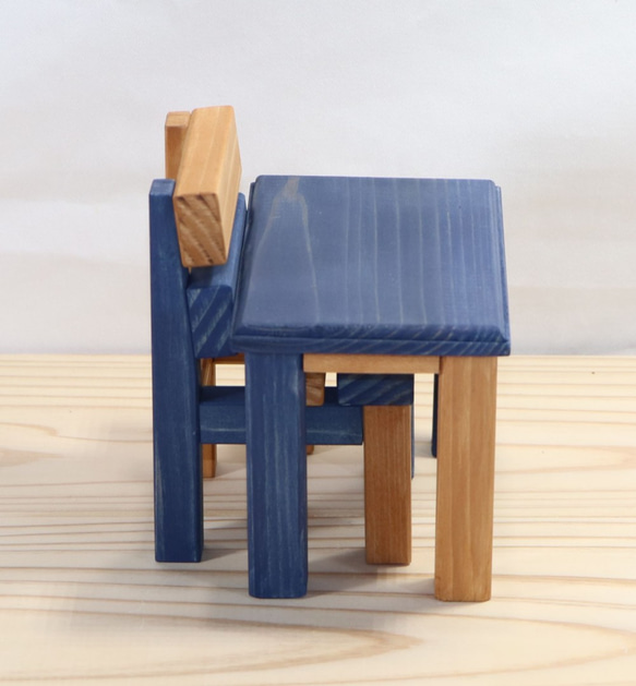 ミニチュアテーブルセット（カーキー＆ビンテージブルー）☆kaguシリーズ 4枚目の画像