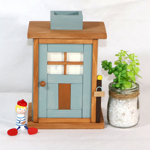 貯金箱 かわいい扉（ピスタチオグリーン＆カーキ） その他インテリア