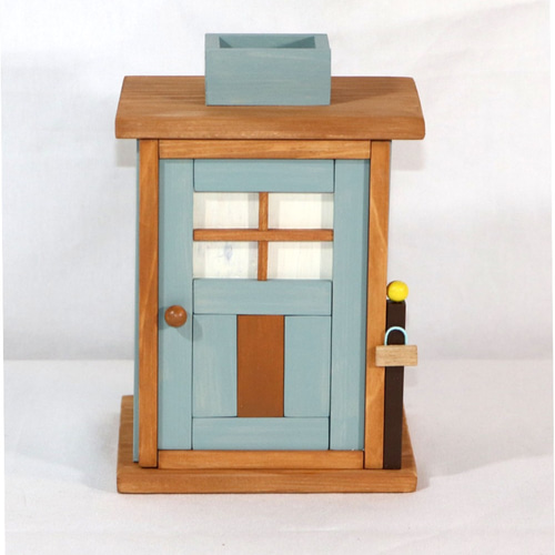 貯金箱 かわいい扉（ピスタチオグリーン＆カーキ） その他インテリア