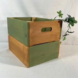 素敵な色の木箱（小）グラスグリーン＆カーキ　☆kibakoシリーズ 1枚目の画像
