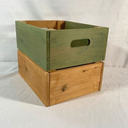 素敵な色の木箱（小）グラスグリーン＆カーキ　☆kibakoシリーズ 2枚目の画像