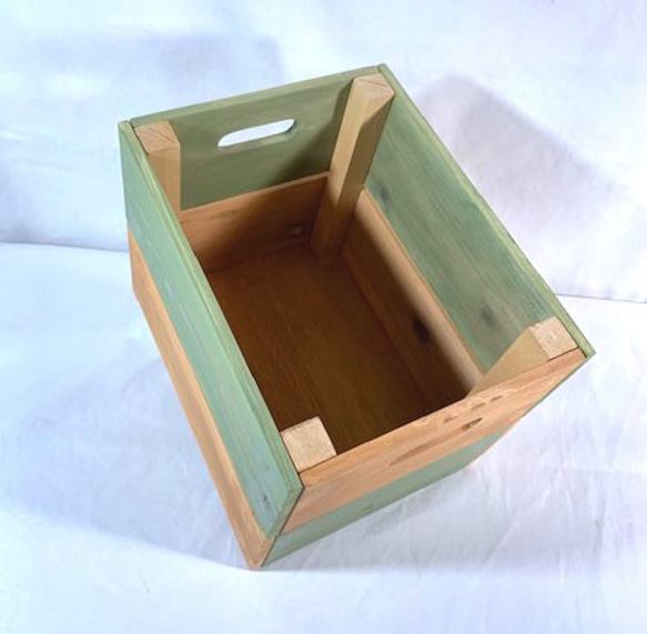 素敵な色の木箱（小）グラスグリーン＆カーキ　☆kibakoシリーズ 5枚目の画像