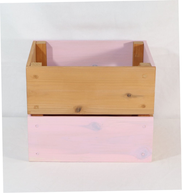 素敵な色の木箱（小）ピンク＆カーキ　☆kibakoシリーズ 3枚目の画像