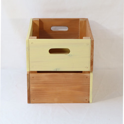 素敵な色の木箱（小）クリームイエロー＆カーキ　☆kibakoシリーズ 4枚目の画像