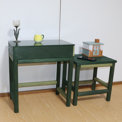 サイドテーブル　素敵な色の多目的家具（ビンテージグリーン） 5枚目の画像