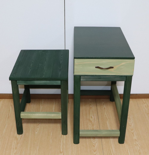 サイドテーブル　素敵な色の多目的家具（ビンテージグリーン） 9枚目の画像