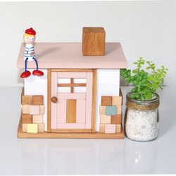 木箱 多目的小物入れ かわいいお家（小）（フロリダピンク） フリー