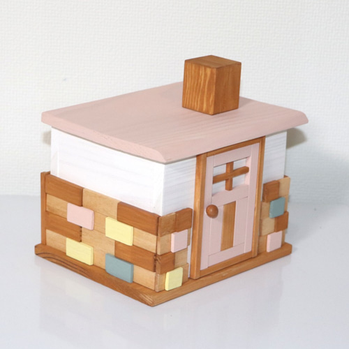 木箱 多目的小物入れ かわいいお家（小）（フロリダピンク） フリー