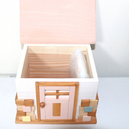 木箱 多目的小物入れ かわいいお家（小）（フロリダピンク） フリー
