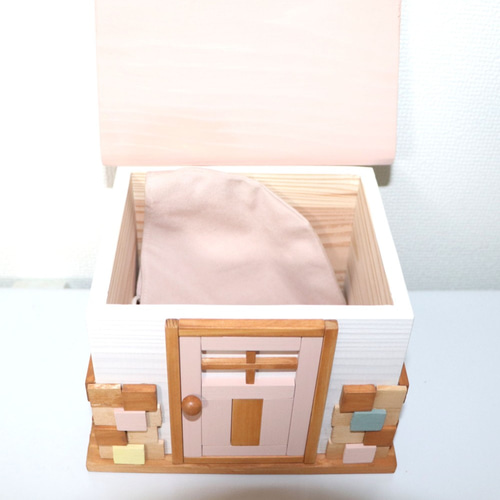木箱 多目的小物入れ かわいいお家（小）（フロリダピンク） フリー