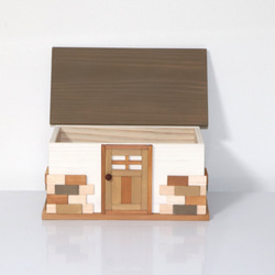 マスクケース　木製　かわいいお家（レンガ作り風）（キャメル) 5枚目の画像