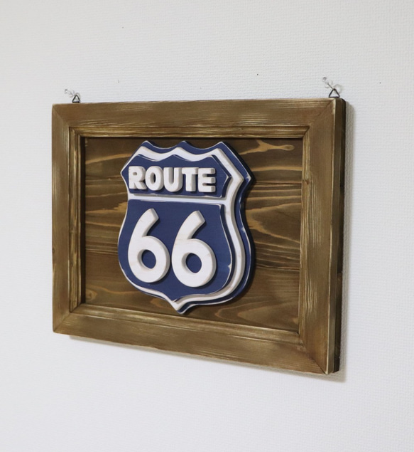 ルート66（ＵＳＡ道路標識）　木製壁飾り 2枚目の画像