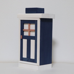かわいい扉の木製ティッシュケース（ネイビー） 4枚目の画像