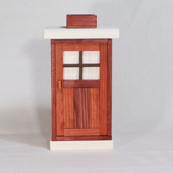 かわいい扉の木製ティッシュケース（ボルドー） 2枚目の画像