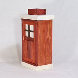 かわいい扉の木製ティッシュケース（ボルドー） 3枚目の画像