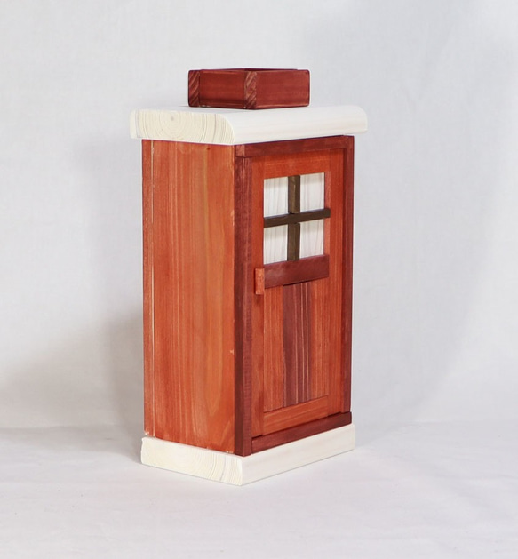 かわいい扉の木製ティッシュケース（ボルドー） 4枚目の画像