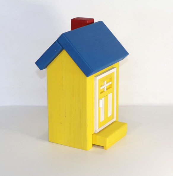 かわいいお家の貯金箱（ブルー＆イエロー） 3枚目の画像