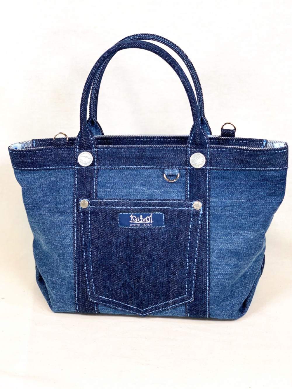 【京都 ichinoi 一の井 国産デニムトート】取り外し可能なショルダー付き 軽くて洗える優秀ＢＡＧ！ LIGHTBL