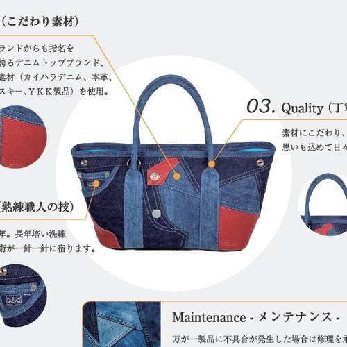 ☆美品☆京都 ICHINOI 一ノ井 デニム リメイクバック トート
