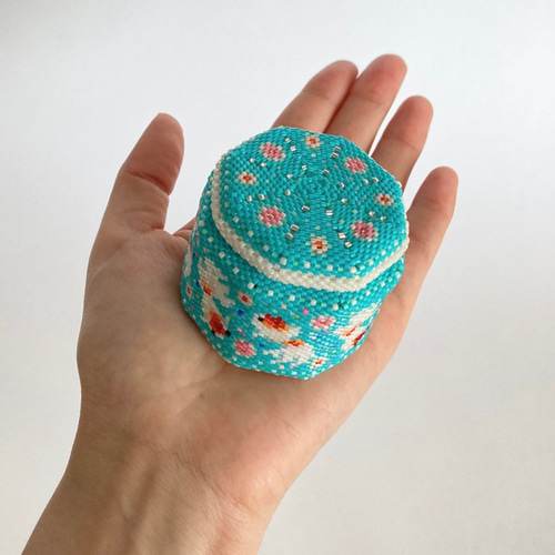ビーズ キット 送料無料】 八角形の小箱<M>~金魚・更紗 ビーズ キット 送料無料】 八角形の小箱<M>~金魚・更紗