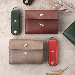 Creema限定 お得なセット  カラーが選べる 小さな財布と小さなキーケースセット 刺繍 3枚目の画像