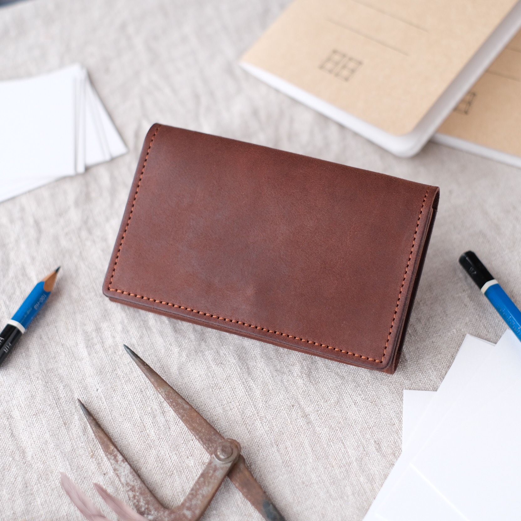 シンプル 名刺入れ ブラウン
