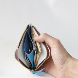 小さなお財布 カラフルなイタリアンシュリンク L字ファスナー財布（ウォーターブルー） 3枚目の画像