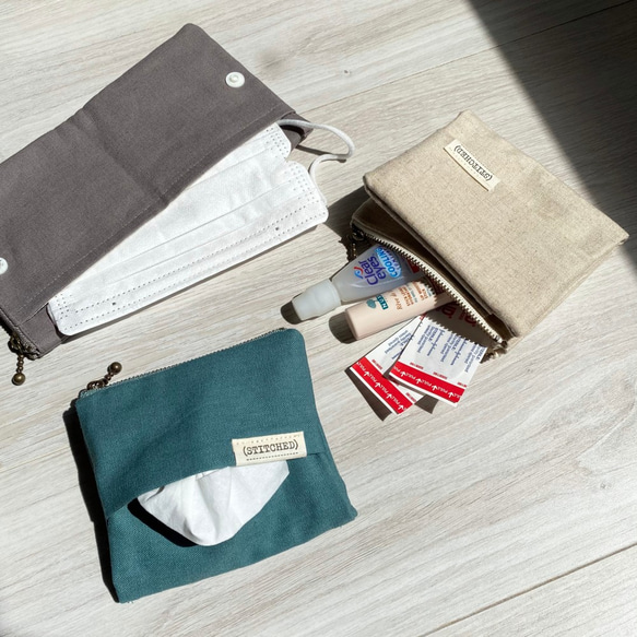（縫合）亞麻禮儀袋 ✧ 口罩盒、紙巾盒、小袋 第1張的照片