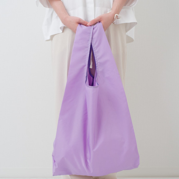 柔和的顏色 智慧環保袋，可折疊成塑膠袋型/卡片尺寸 紫色 第2張的照片