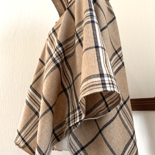 ⑧送料無料 ウール混チェック柄フード付きポンチョ カーディガン