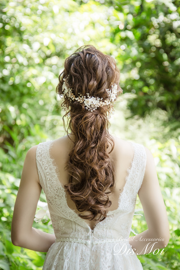 1M☆セットヘッドドレス・イヤリング/ピアス 花ブライダルヘアアクセサリー髪飾り