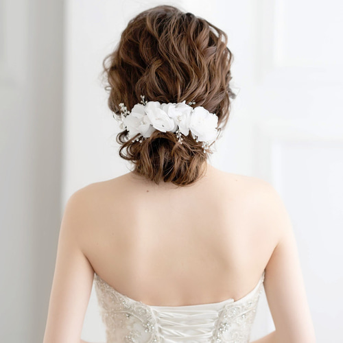 ブライダル ヘアアクセサリー シフォンヘッドドレス ウェディング ブライダルヘア ヘッドドレス】シフォンフラワーヘッドドレス/ブライダル