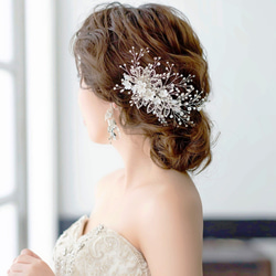 ヘッドドレス 結婚式　花嫁 ヘアアクセサリー ヘッドアクセサリー ウェディング ブライダル　フラワー　リーフ　小枝 4枚目の画像