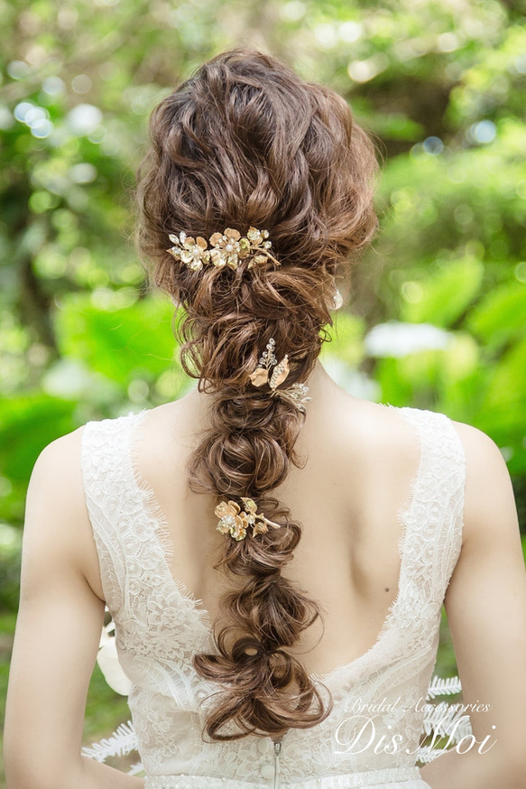 大人気♥ヘッドドレス 結婚式　花嫁 ヘアアクセサリー ヘッドアクセサリー ウェディング ブライダル　フラワー　リーフ 1枚目の画像