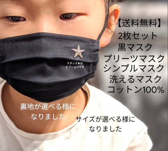 再販【送料無料】2枚セット/キッズサイズ/子供マスク/プリーツマスク