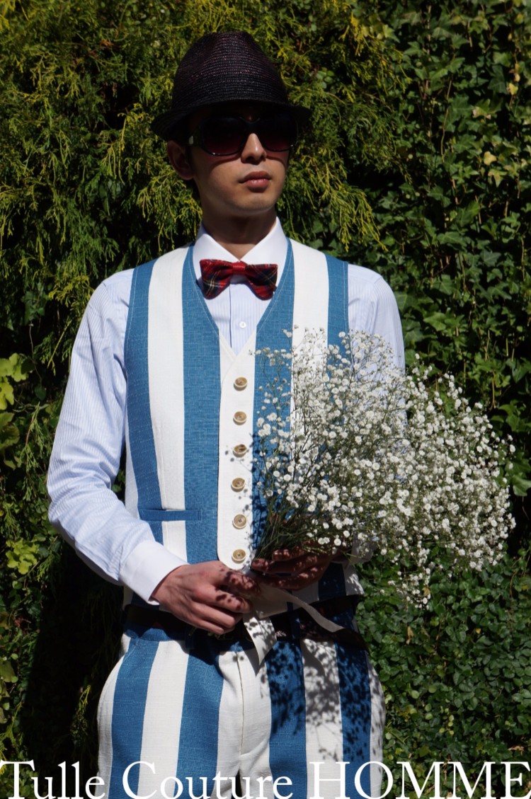 【メンズベスト】マリンワイドストライプ　 M / L