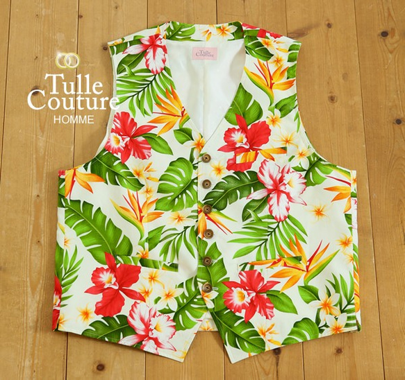 【男士背心】Aloha Pattern Tropical Poplin M / L 第4張的照片