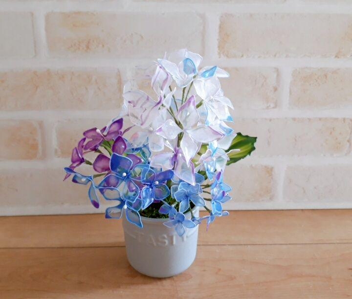 ネム様専用アメリカンフラワー花瓶付き紫陽花と桜 - Flower