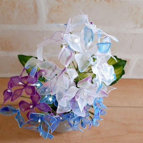 ネム様専用アメリカンフラワー花瓶付き紫陽花と桜