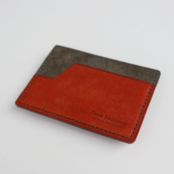 ２枚＋１ポケットのスリムカードケース  パスケース 薄型　メンズ　イタリアンレザー プエブロ 手縫い　バダラッシカルロ　 1枚目の画像