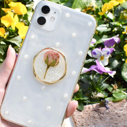 一輪のバラとパール 押し花 iPhoneケース Android Xperia 全機種対応 3枚目の画像